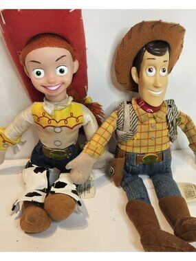 Disney Pixar Toy Story Jesse & Woody Mini Bean Bag Dolls 10.5” Woody & 9” Jessie